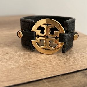 Tory Burch leather bracelet with large emblem